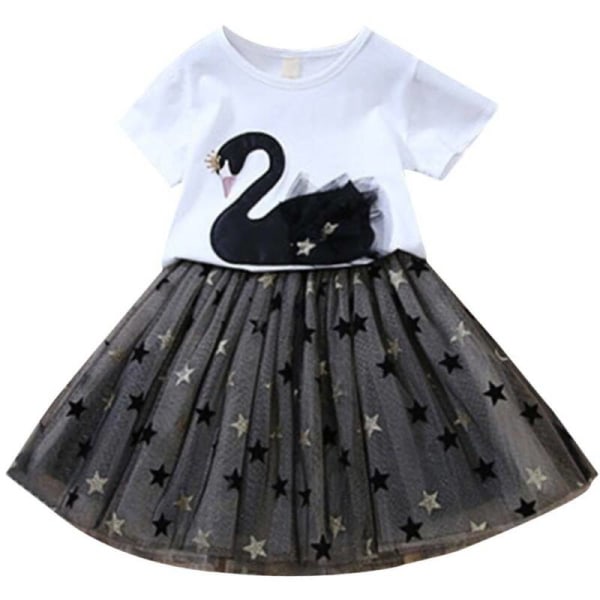Swan Glitter Stars Girls Princess Party Fin tyllkjol White 3-4 Years