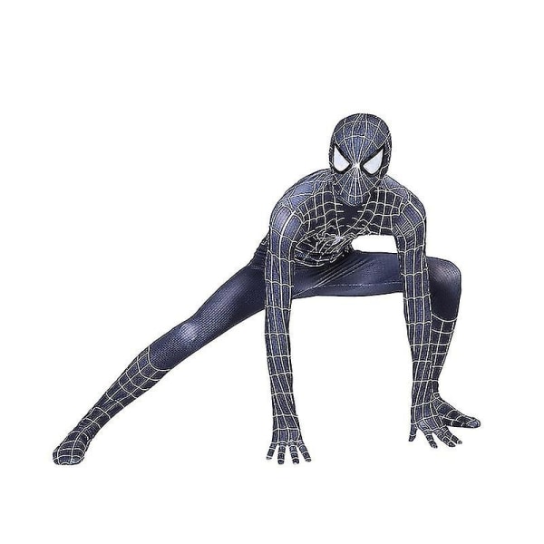 Svart Spiderman Cosplay Superhjältedräkt Barn Vuxen Bodysuit-c 140 Kids (130-140cm)