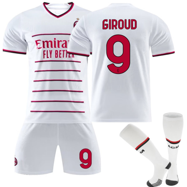 AC Milan trøje 22 23 fodboldtrøjesæt NO.9 Giroud 20(115-125cm)