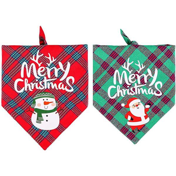 2-pack julhundsnäsduk Klassisk buffelpläd för husdjurshalsduk Hundtriangelhaklappar Sjaldräkt W Samll Plaid Red Green