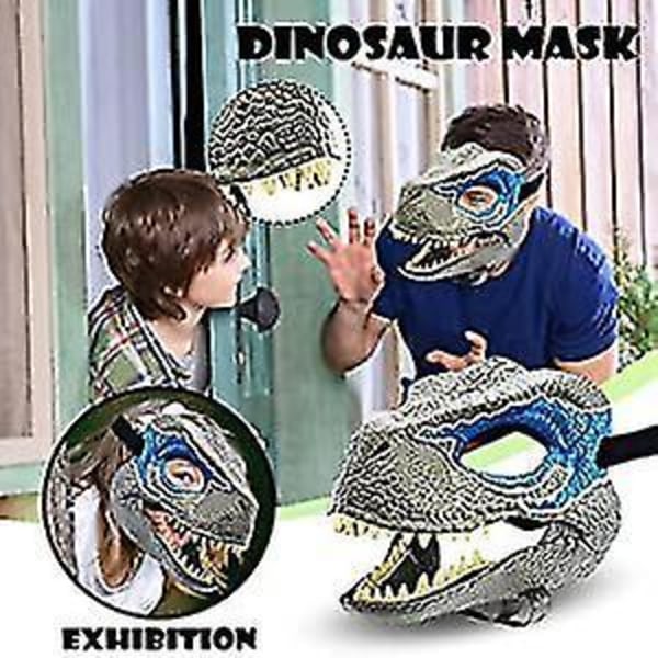 Halloween-juhlan cosplay-naamio Simulaatio Jurassic Tyrannosaurus Rex Dinosaurus Naamio Päähine Lateksi Materiaali FPDM Blue