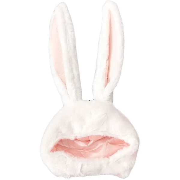 Rabbit Ear Cap Huvudbonader Tecknad djurhatt rörlig öra Plysch Söt hatt för kvinnor flickor W