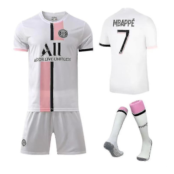 Regenboghorn Barn Fotbollssatser Fotbollströja Träningströja kostym 21/22-2a Mbappe PSG Away M (170-175 cm)