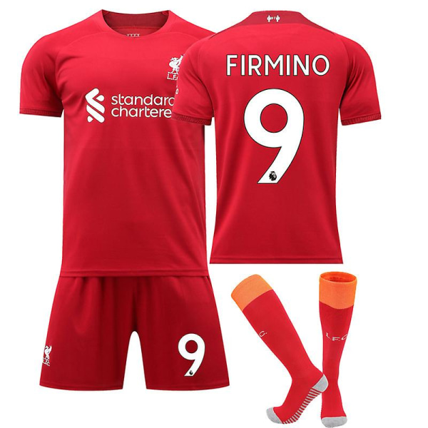 22/23 Liverpool Hjem Salah Mane fodboldtrøje træningssæt FIRMINO NO.9 Kids 26(140-150CM)