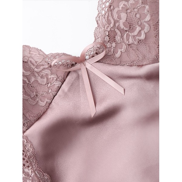 Romanttinen naisten imitoitu silkkinen suspenderi-pyjama ystävänpäivään Coffee XL