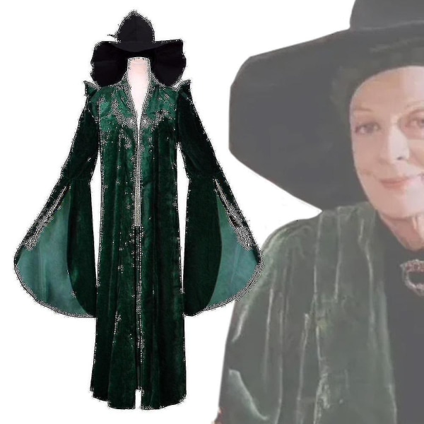 Halloween Harry Potter Mcgonagall Professor Hogwarts Rektor ång klänning Halloween Kostym Kostym S L