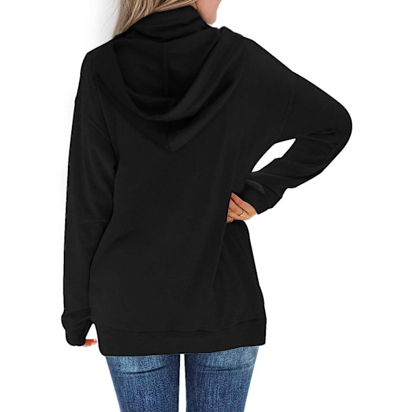 Davenil Dam Hoodies Sweatshirts Casual Långärmad Halv H Black X-Large