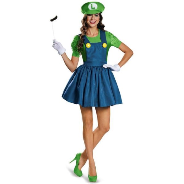 Halloween Super Mario Kostym Anime Cosplay Klänning för kvinnor green XL