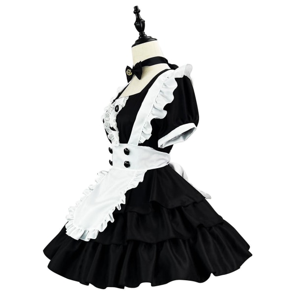 Nye kvinner Plus ize Super søt stor sløyfe Rosa Blå Lolita Cosplay Custom Dress Black S