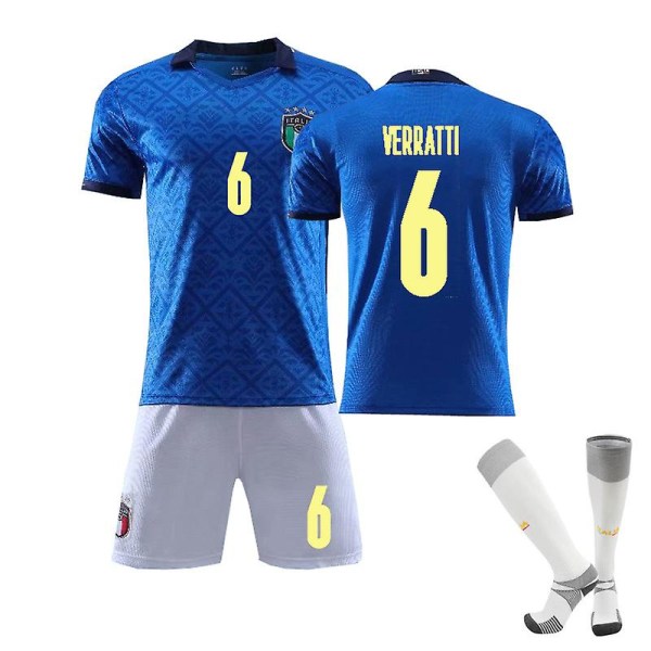 Aikuisten Marco Verratti #6 Jersey Jalkapallojoukkueen T-paidat Jersey Set - XS(160-165CM)
