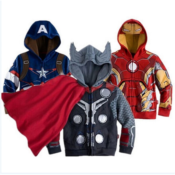 Barns Superhjälte T-shirt Topp Hoodie Sweatshirt Jacka Kappa för Pojke W Captain America 140