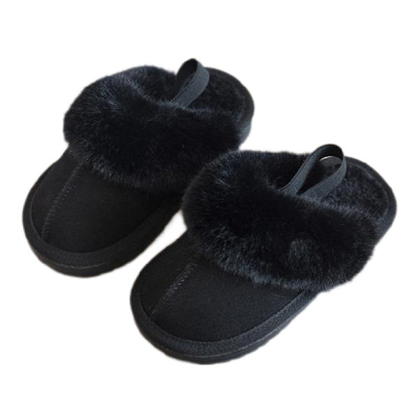 Unisex-lasten plyysillä vuorattu tossu Lämmin tekoturkis tossut W Svart 34