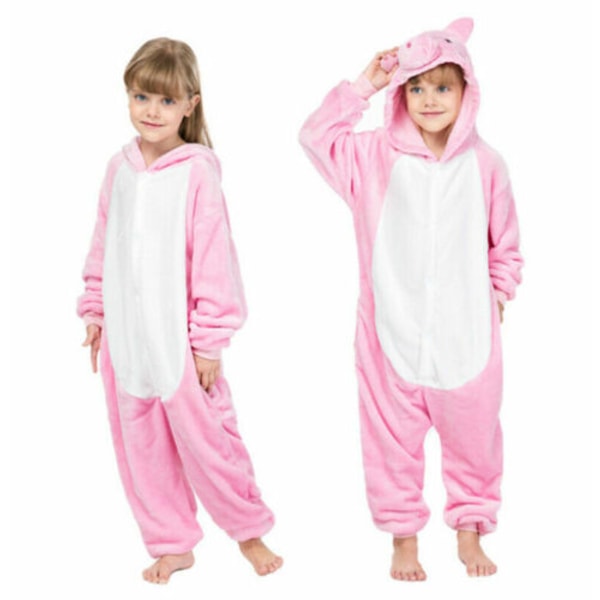 Djurpyjamas Kigurumi Nattkläder Kostymer Vuxen Jumpsuit Outfit yz #2 Pink Pig kids M(6-7Y)