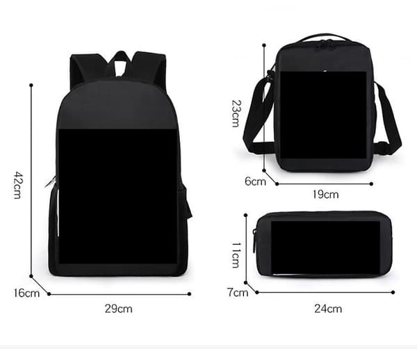 Marshmallow Backpack High School Student Schoolbag Travel Bag 3 Set Y