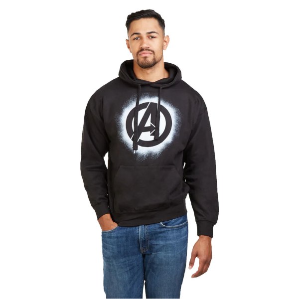 Avengers Herre Stencil Hoodie  Sort / Black XXL