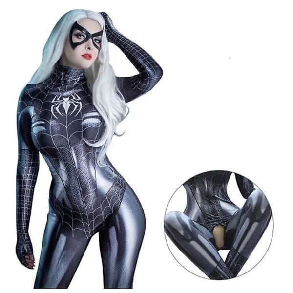 Spider-Man Cosplay Kostume Sexet Bodysuit Superhelt Spider-Man Sexede Kvinder Sort Jumpsuit Til Voksen Halloween Cosplay Fest L