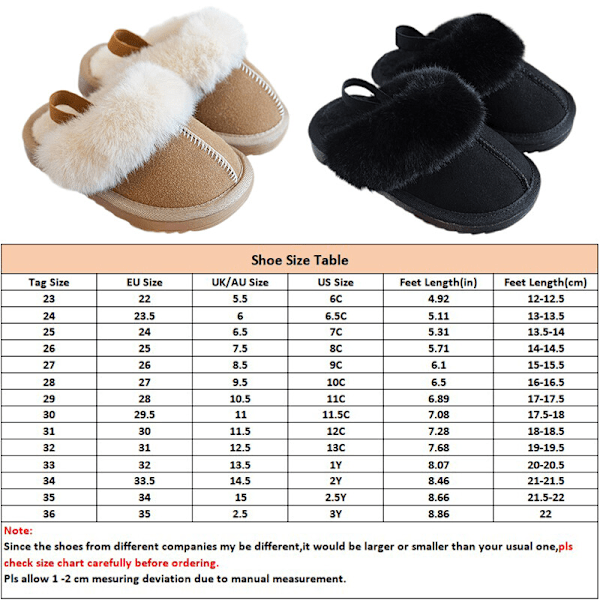 Unisex barnep tøfler plysj foret hus tøfler koselig faux pels tøfler W Brun 25