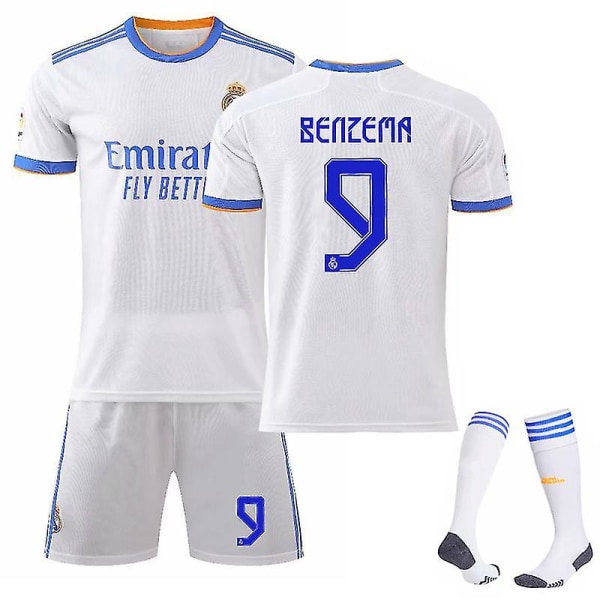 Benzema #9 Fotballdrakt Fotballdrakt 21-22 sesong Real Madrid H M(170-175CM)