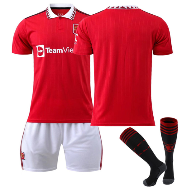 2022/23 Manchester United Hjemme Fotballtrøye for barn V k without socks Kids 24(130-140CM)