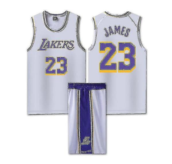 #23 Lebron James Baskettrøje Sæt Lakers Uniform W white 24