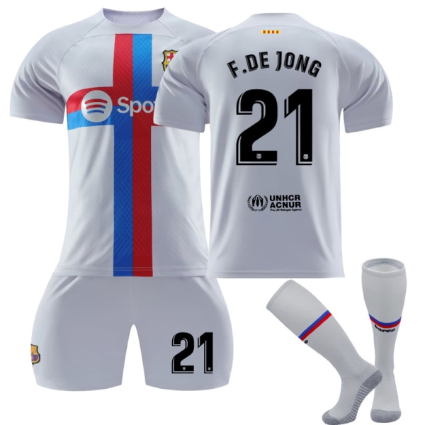 22-23 Barcelona fodboldtrøjer trøje ude træning T-shirt kostume yz F.DE JONG 21 Kids 28(150-160CM)