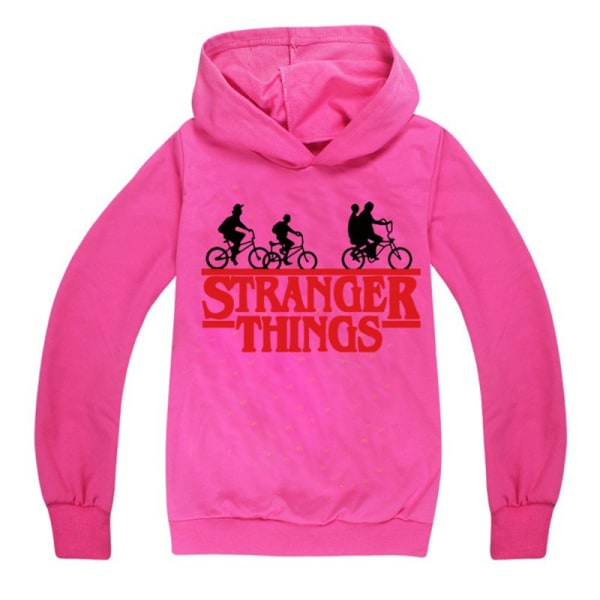 Stranger Things Kids Pojat Print Hoodie Jumper Sweatshirt k Rose Red 160cm