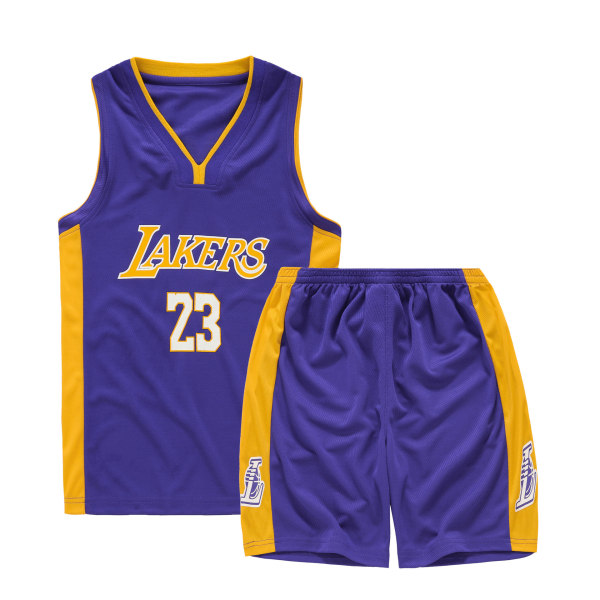 LeBron James No.23 Baskettröja Set Lakers Uniform för barn tonåringar W Purple L (140-150CM)