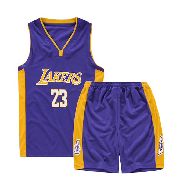 LeBron James No.23 Baskettrøye Set Lakers Uniform for barn tenåringer W - Purple M (130-140CM)