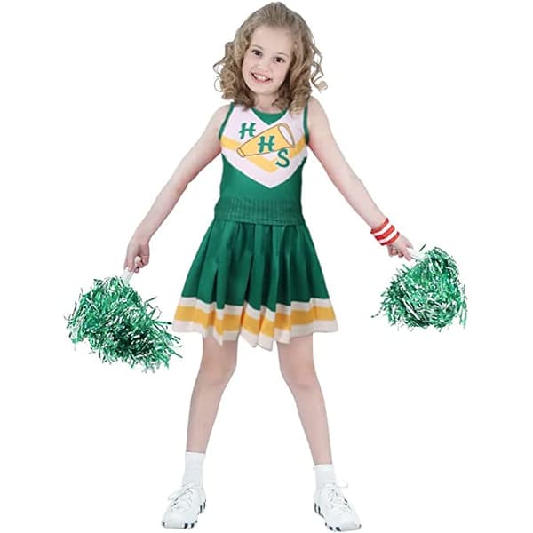 Grøn Cheerleader-outfit til piger med pomponer 130