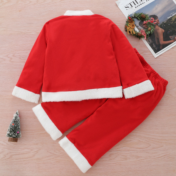 Lasten jouluasu Joulupukki Cosplay Kaksiosainen puku Punainen 120cm - 100cm