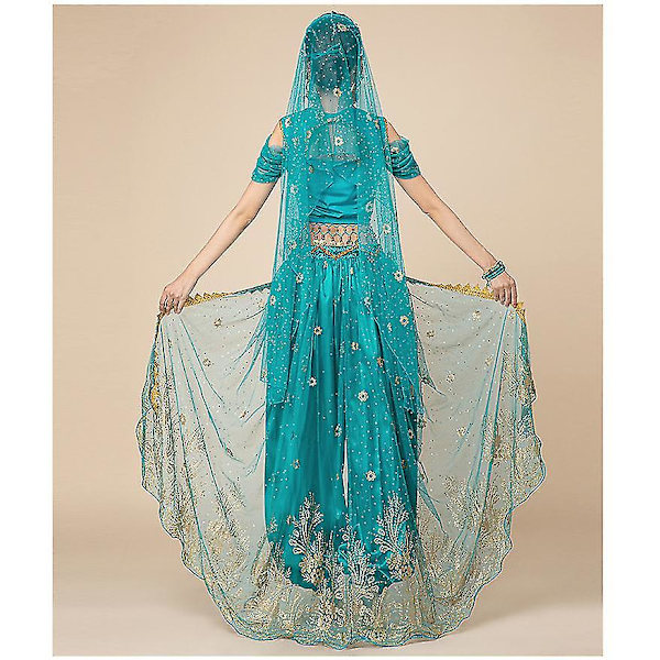 Princess Jasmine Cosplay For Women Indisk Magdans Arabisk Princess Christmas Carnival Set - Blue 7pcs XL