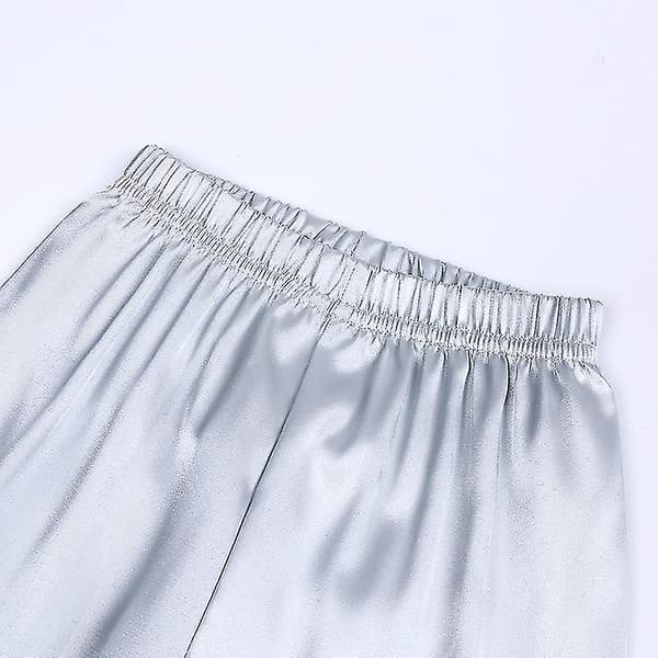 Satin Pyjamas Set för barn: Sovkläder med knappar och shorts Grey Suit for height 100 to 110cm