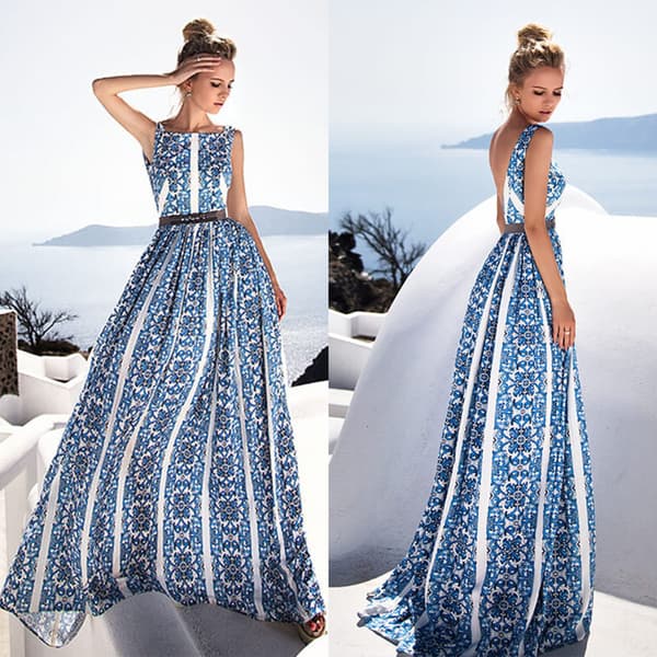 Elegant enhalsad grimklänning för kvinnor Light blue S