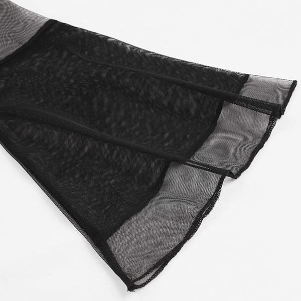 Kvindernes Keyhole Mesh Bell Langærmet Gotisk Cocktail Vintage - M