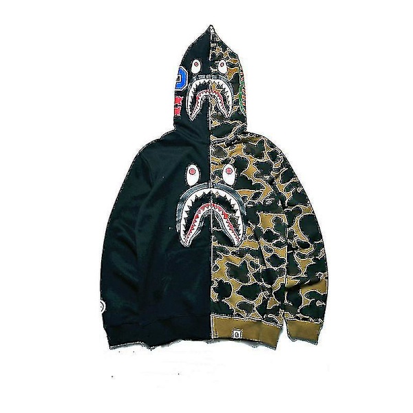 Bape Fashion titching Hooded hark weatshirt/yt S