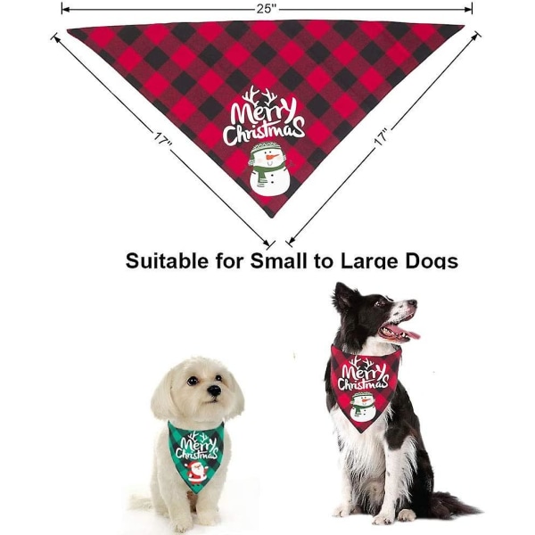 2-pack julhundsnäsduk Klassisk buffelpläd för husdjurshalsduk Hundtriangelhaklappar Sjaldräkt W Big Plaid Red Green