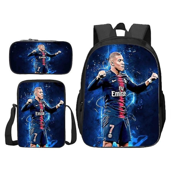 3 kpl/setti jalkapallo supertähti Mbappe reppu opiskelija koululaukku Y Y1 Only satchel