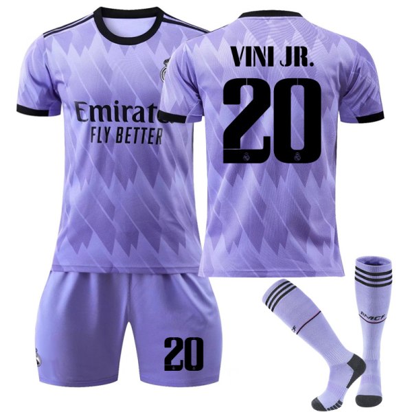 Ny sesong 2022-2023 Real Madrid fotballdrakt fotballuniformer VINI JR. 20 Kids 20(110-120CM)