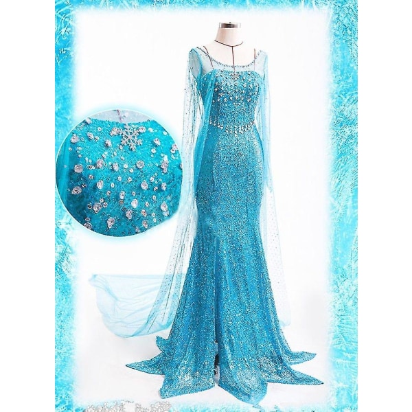 Elsa Dress Vuxen Kvinnlig Cosplay Costume_y XL