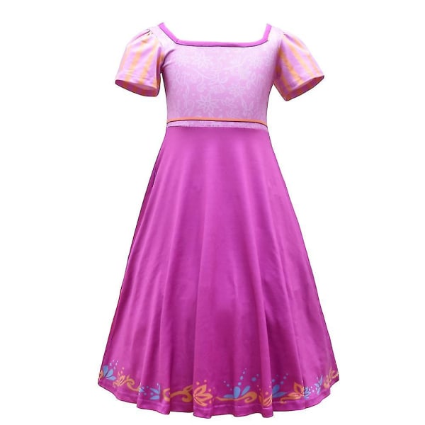 Flickor Rapunzel Cosplay Kostym Party Finklänning Kortärmad prinsessklänning för 6-12 år Barn 130cm