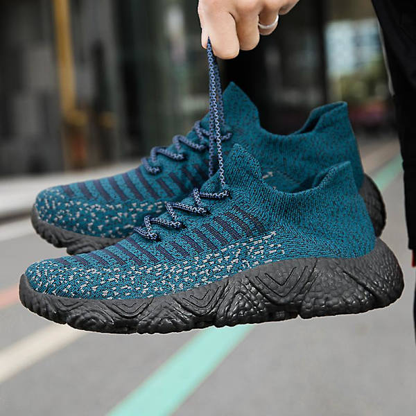 Sneakers til mænd i flugvævet - Åndbare løbesko Mode sportssko 3A830 - Blue 41
