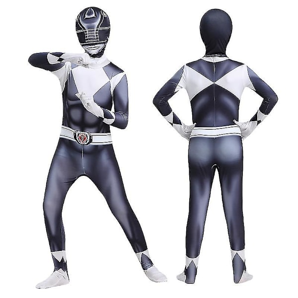 Aikuiset lapset Power Rangers Mighty Morphin Cosplay Jumpsuit Party Fancy Suit W Black 130