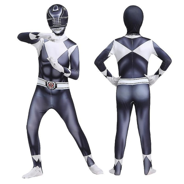 Vuxna barn Power Rangers Mighty Morphin Cosplay Jumpsuit Party Fancy Suit W Black 110