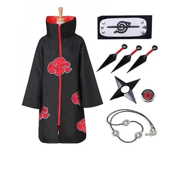 Akatsuki cape anime robe halloween cosplay lang kappe sæt på 8 W XS