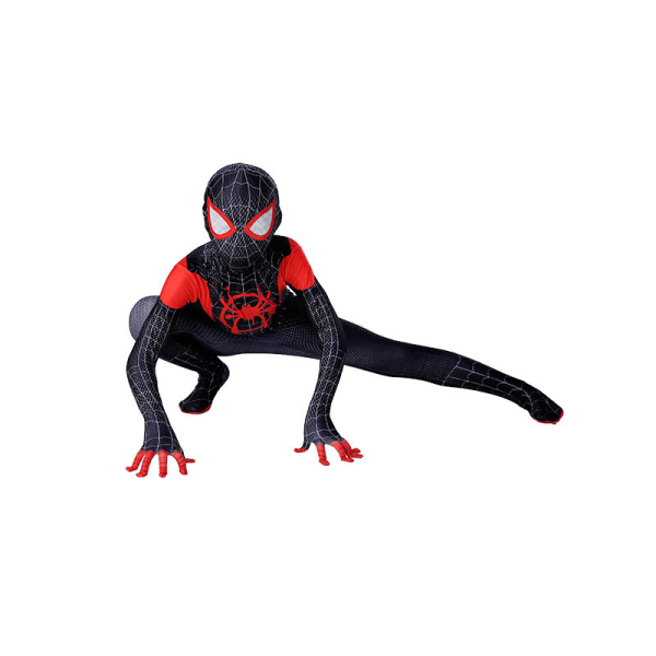 Kids Morales kostym Spider-Man，Iron Spider-Man Cosplay Halloween Set Miles 120cm