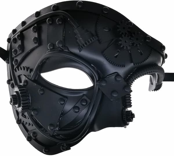 Robotmaske i metal, maskefest til Halloween Silver