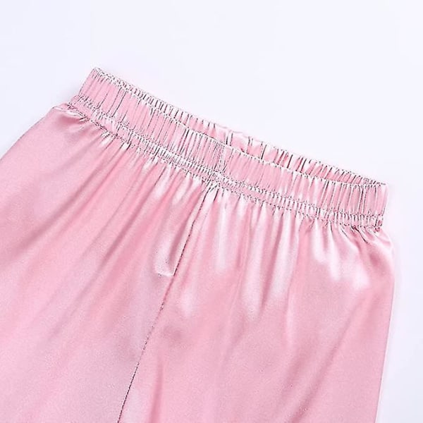 Satin Pyjamas Set for barn: Nattøy med knappar og shorts Pink Suit for height 70 to 80cm