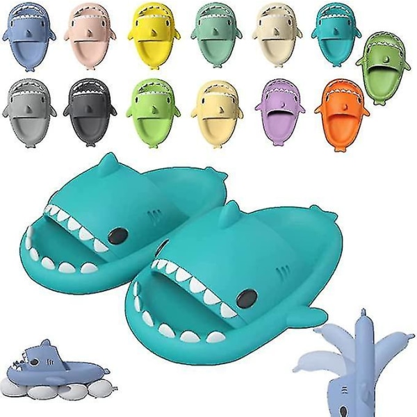 2022 Oppgradert Cloud Shark Slides, Søte Shark Tøfler for kvinner Menwanan) W Mint Green EUR 38-39