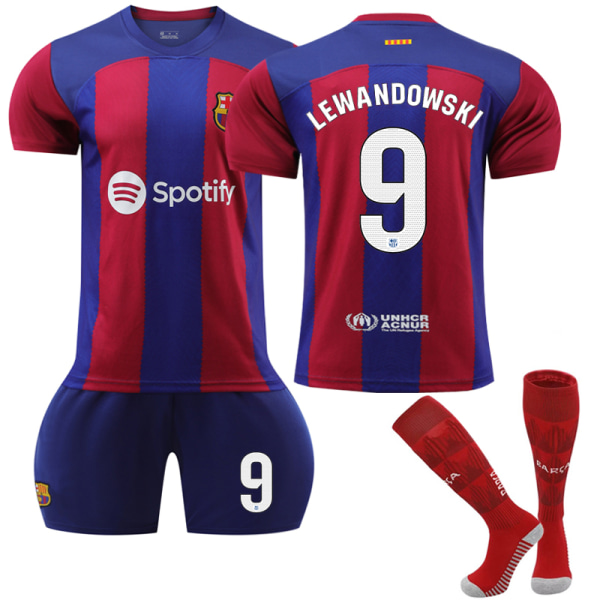 23- Barcelona hjemmefotballtrøye for barn nr 9 Lewandowski 24