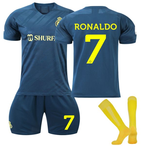 RONALDO #7 Fotball T-skjorter Al Nassr borteskjorte Sett for barn zX 2XL